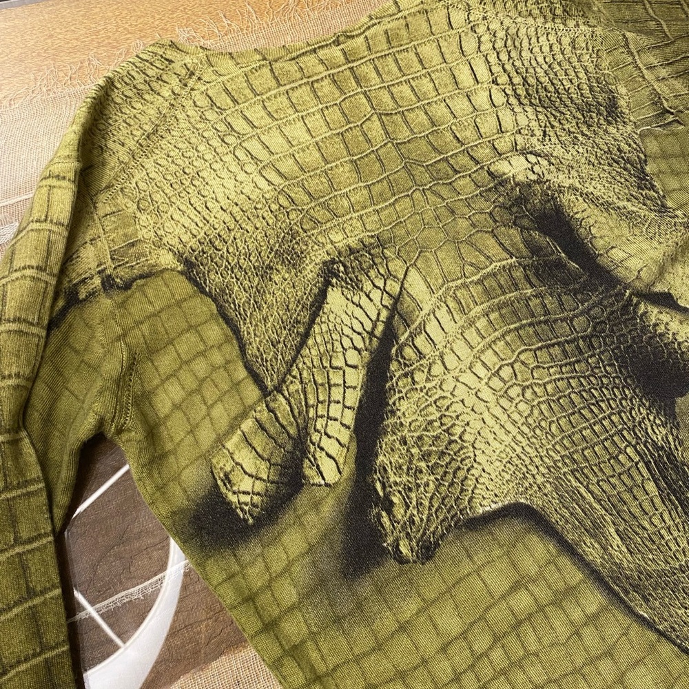 John Galliano Cashmere Animal Print Crop Top